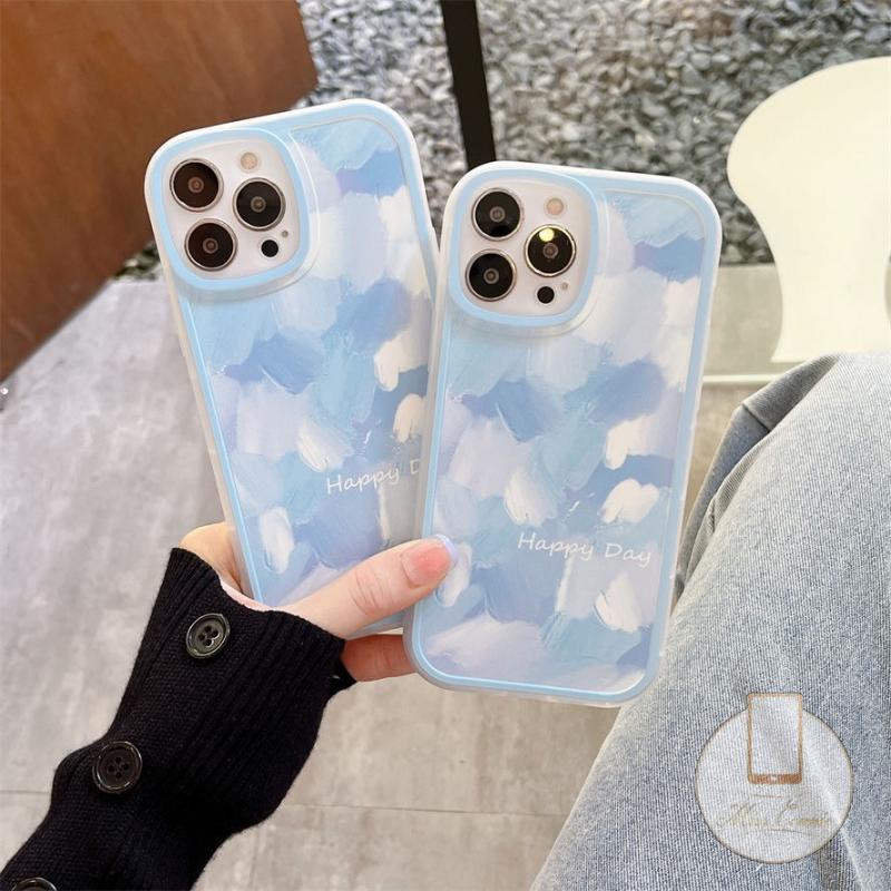 Redmi Note 10Pro 91 11s 10s 8 9s 9Pro Note 10 Pro Max Plus Redmi 12C A1 10 9C 10C 9A 9T 9 9C NFC POCO F4 M3 X3 Pro X3 NFC K40s Ins Simple Tinta Biru Lukisan Case Sarung TPU Lembut