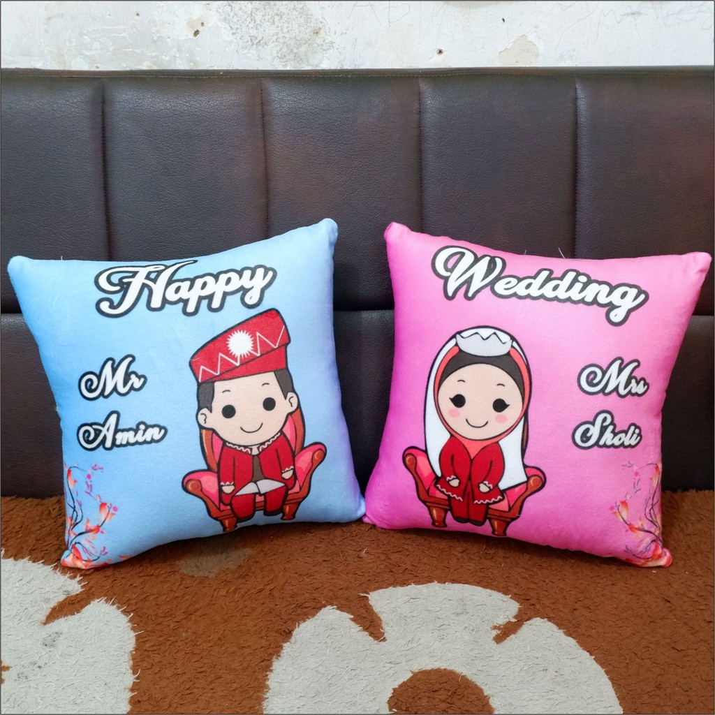 Bizzarpillow Bantal Couple Kado Wedding Custom 40x40cm BZ179