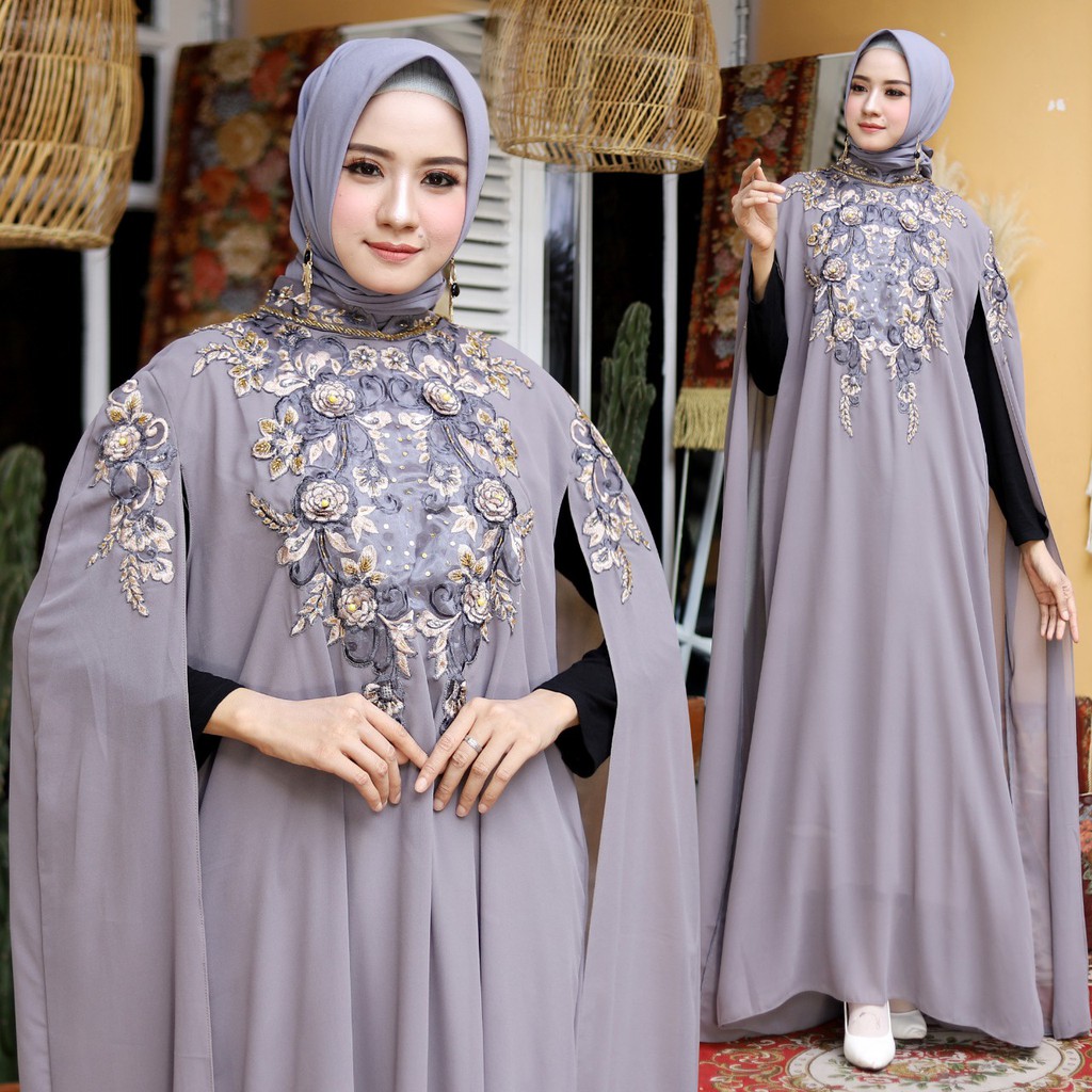 HOPYLOVY Gamis Pesta Maxi Dress Wanita Carine / Gamis Terbaru 2021 Lebaran Wanita Nagita