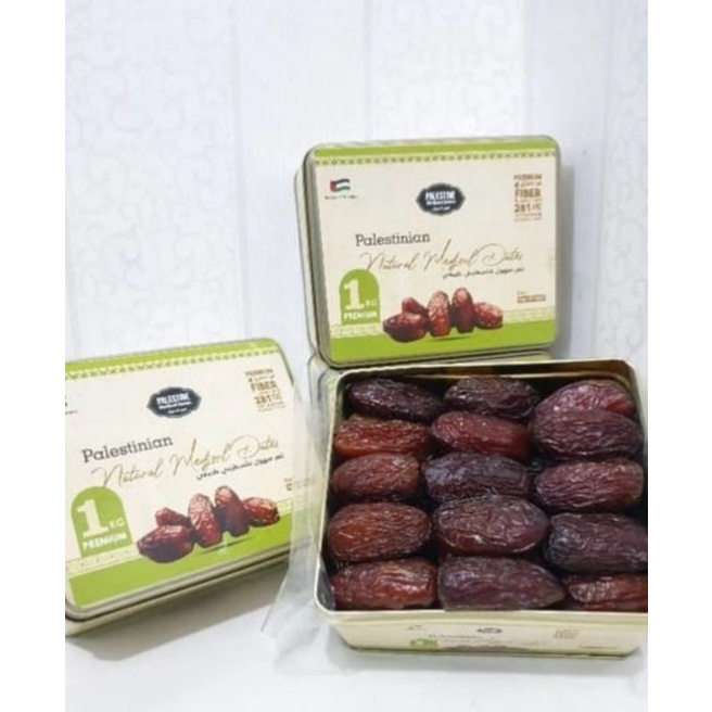 

kurma medjool palestin jumbo 1 kg kemasan kaleng