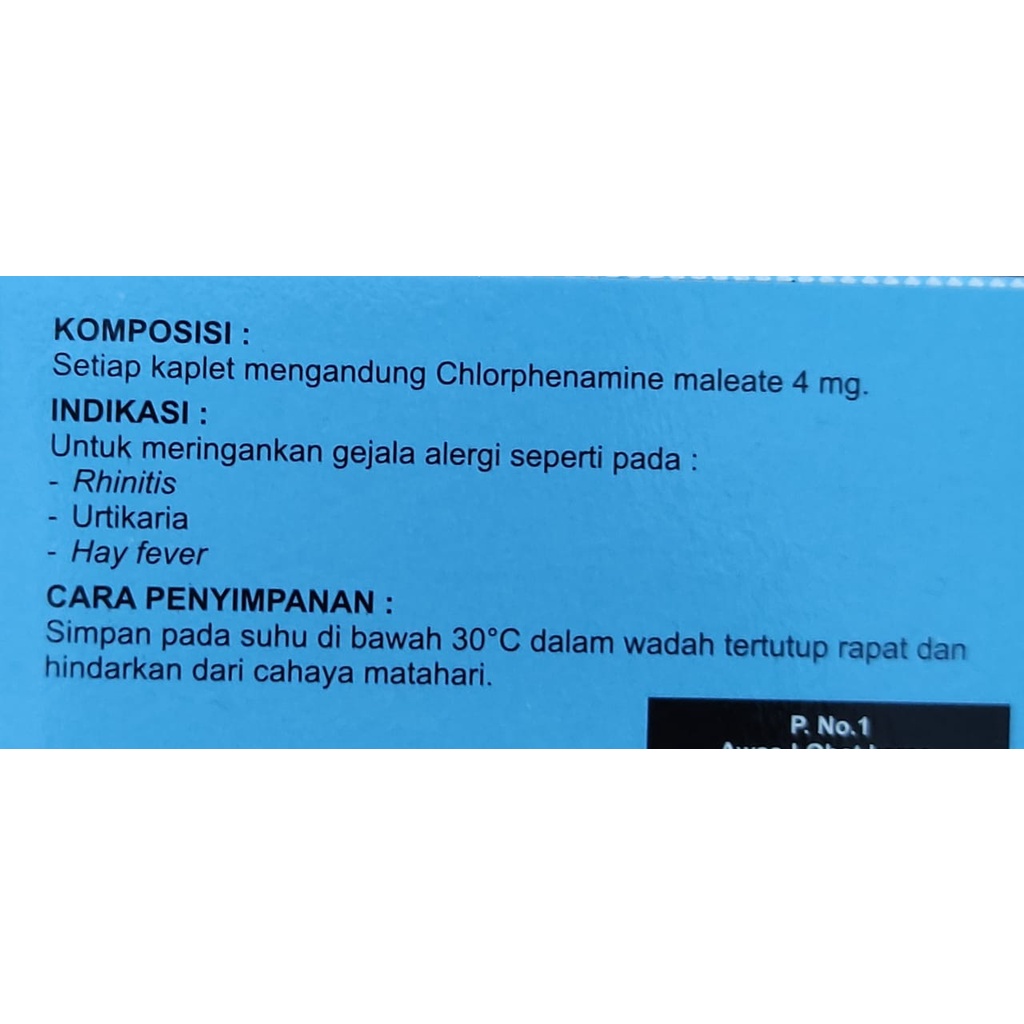 Alermax 10 Kaplet / Anti Alergi / Obat Alergi Gatal-gatal / Chlorphenamine Maleate