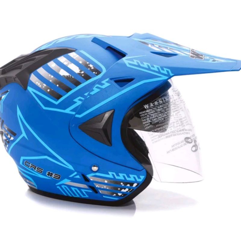 Helm semi cross WTO Biru Silver