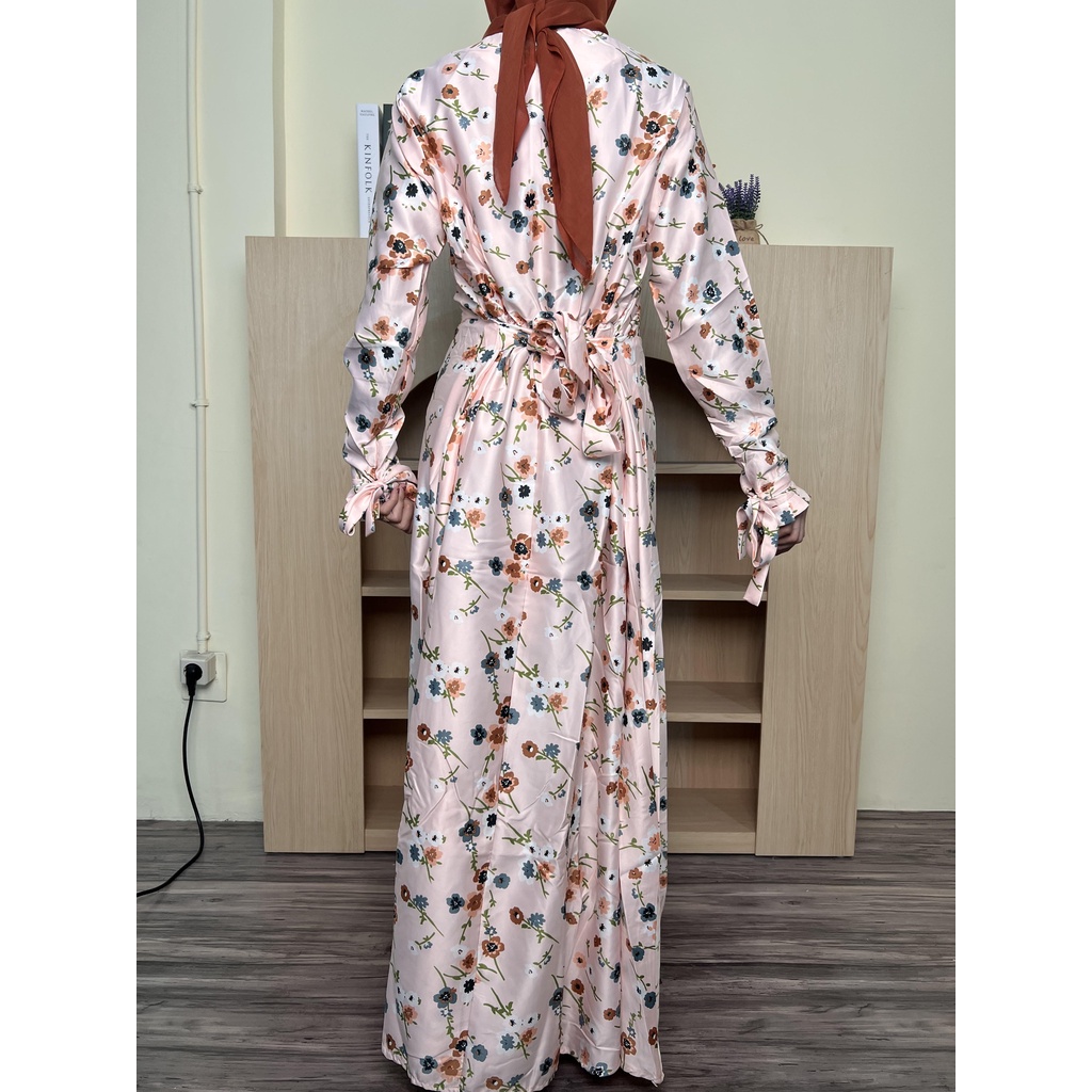 HOPYLOVY SALE Gamis Muslimah | Maxidress Satin | Gamis modern kekinian | MAXI DRESS WANITA  AMIRA