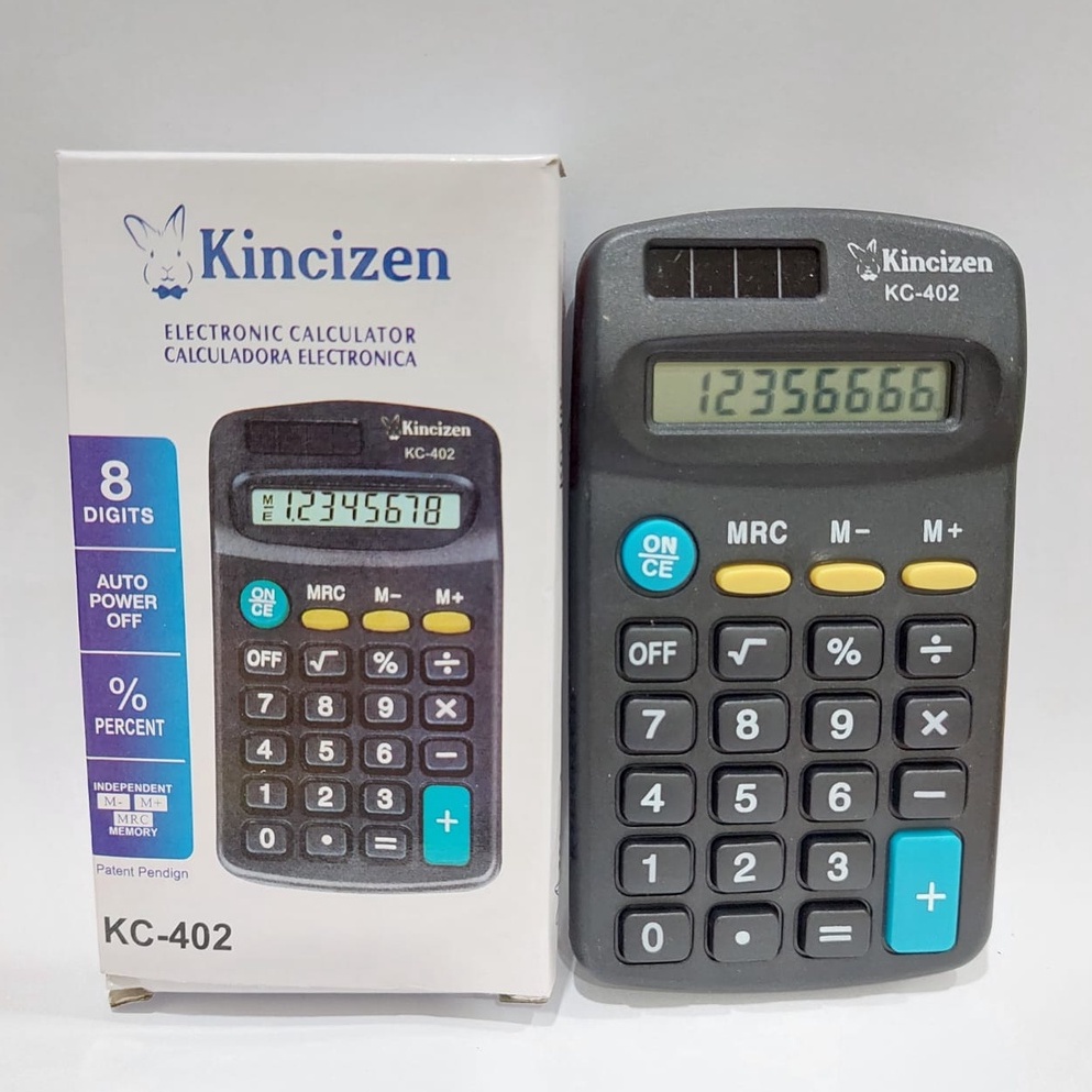 

Kalkulator merk KINCIZEN MENGGUNAKAN BATERAI A2 KC -402 KC 402 KC402 8 DIGIT CALCULATOR KENKO KK 402