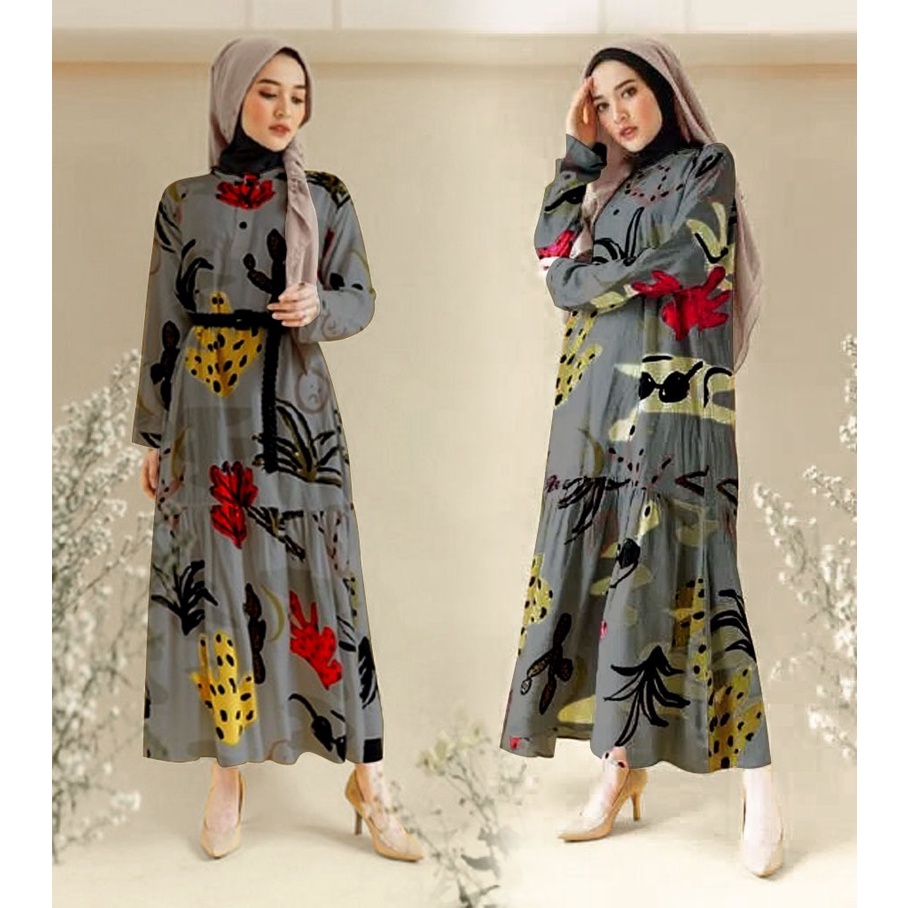 Baju Dress Pesta Brokat Muslim Gamis Lebaran Baju Tunik Setelan Wanita Muslim Dewasa Busui Jumbo Kekinian Terbaru 2021 Bahan Monalisa LD 110