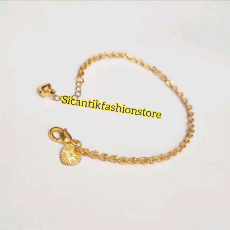 Gelang Titanium Pecah Kopi Gold 18CM Fashion Wanita Terlaris Anti Karat Gelang Wanita Nuri Gold