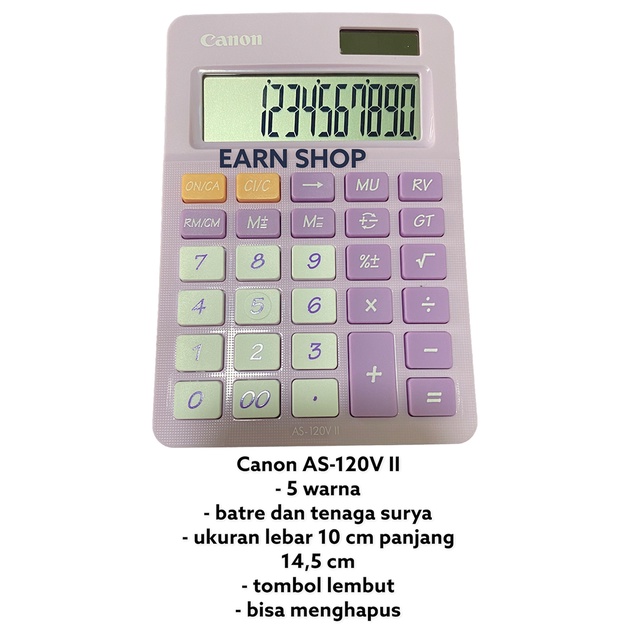 Kalkulator Canon AS-120V II 12 DIGIT Kalkulator Canon Warna-Warni kalkulator akuntansi kalkulator