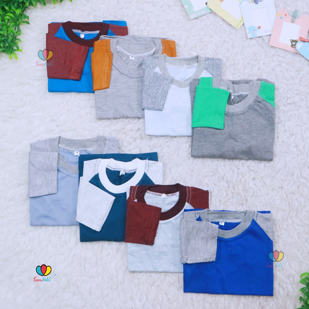 Kaos Reglan POLOS uk 4-5 Tahun / Baju Adem Atasan Lengan Panjang Laki Perempuan Kaos Murah Babycinnamon