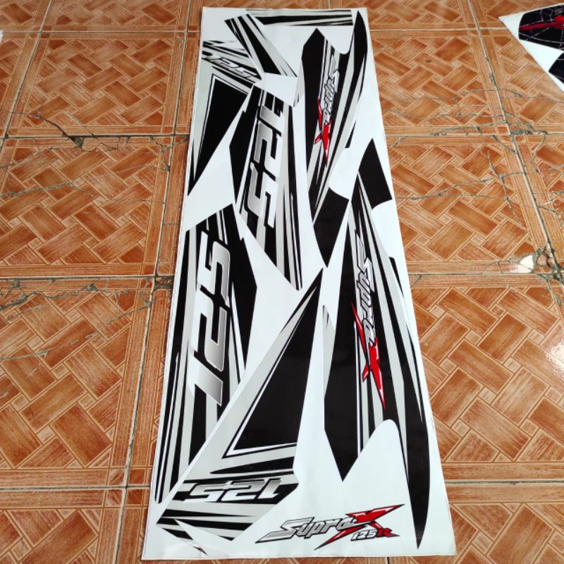 Striping sticker supra x 125 wave versi variasi grafis motor modifikasi putih