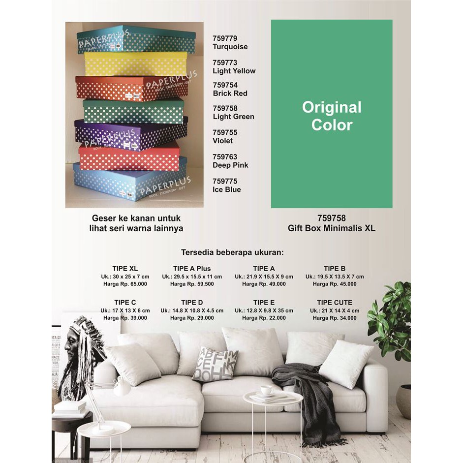 

Kotak kado/Kotak Hadiah/Gift Box Minimalis XL_Polkadot Spectra Light Green