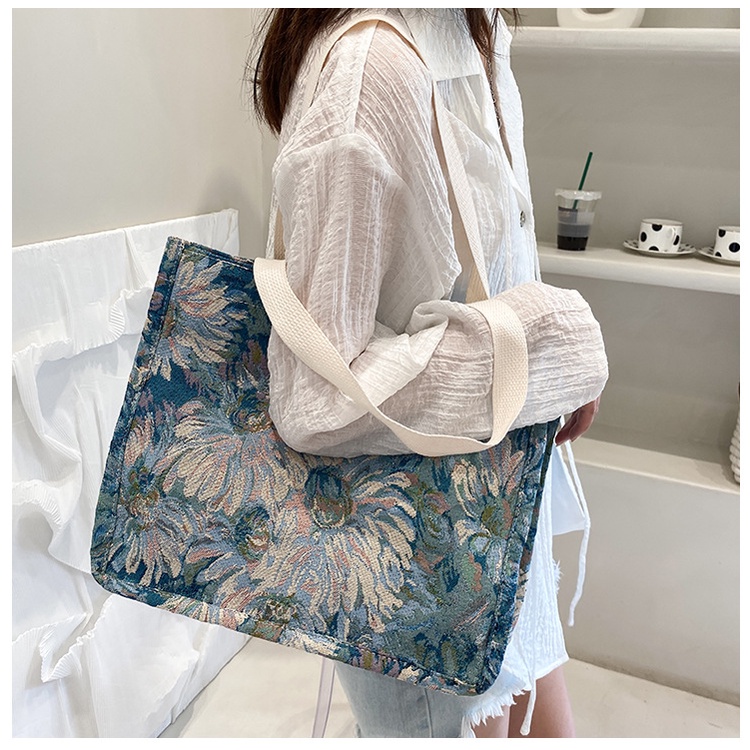 Drozenb Tas Handbag Wanita Bahan Canvas Model Korea/Totebag Canvas Korea/Tas Totebag Fashion/Tas Totebag Kekinian/HandbagCasual Bahan Canvas/Tas Handbag Korea