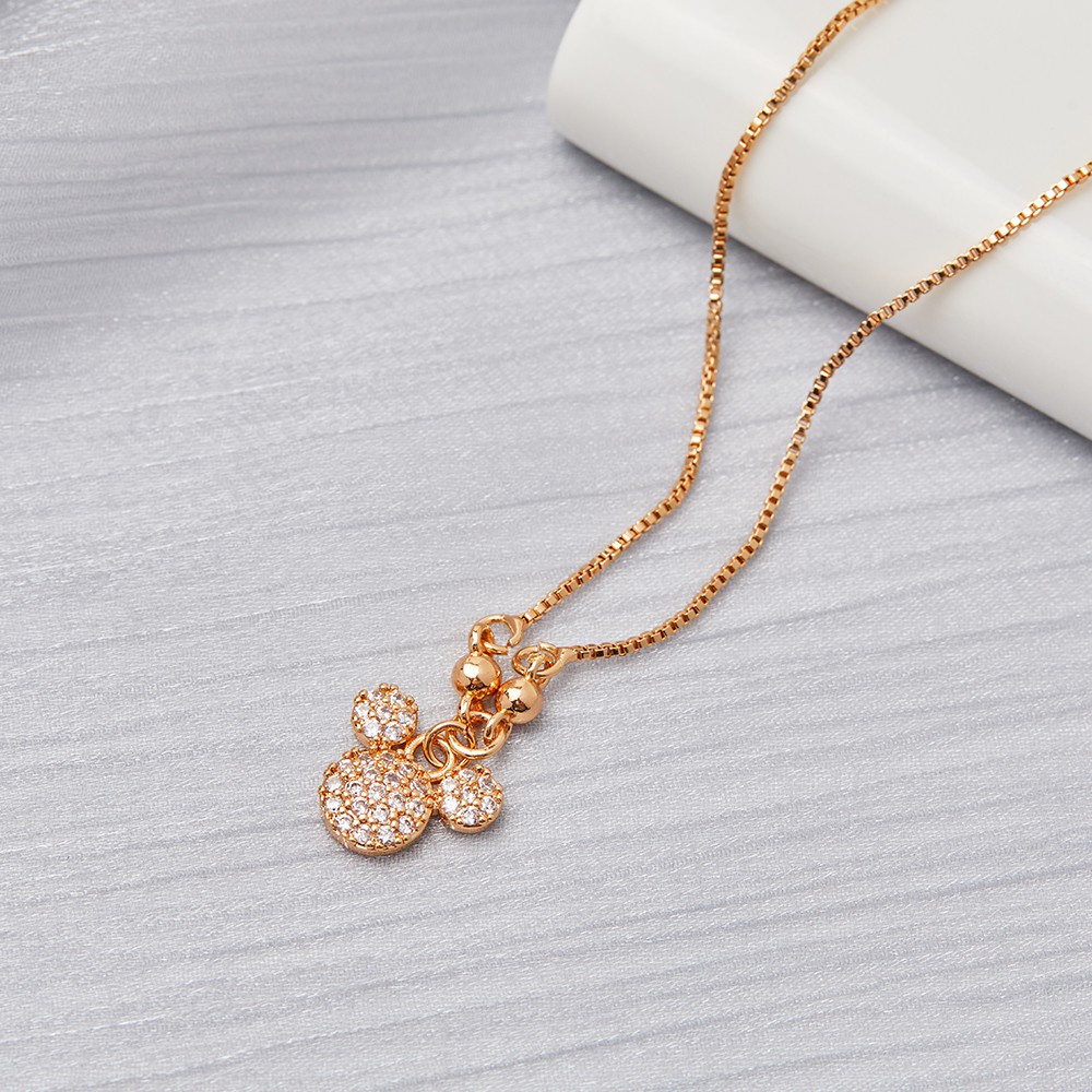 ♥✅COD✨Kalung Anak Titanium  Imut Mikey Liontin Berlian lapis Emas Korea Rantai Murah D648-2