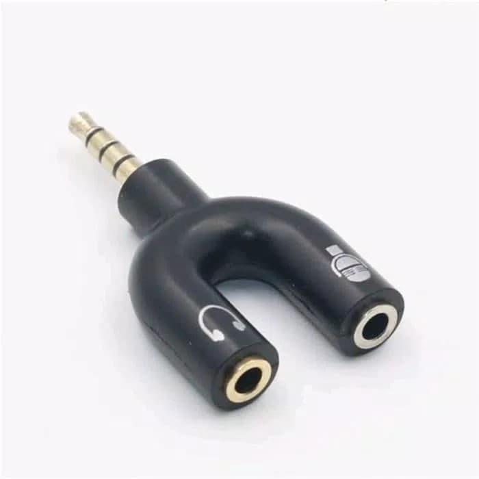 Splitter Audio 3,5mm Male to Dual Female Mic &amp; Headset U Shape 2in1