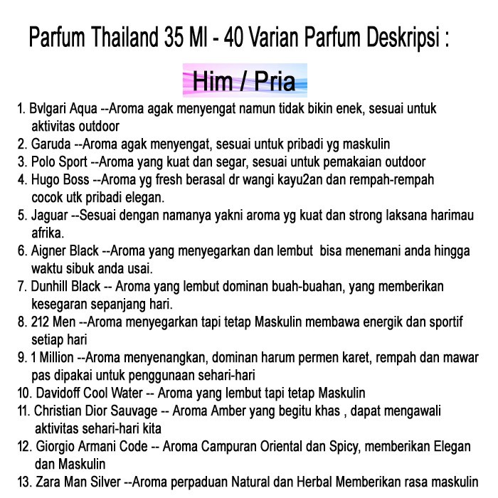 Kanzo - [BPOM] Parfum Thailand Barcarat 35ml Premium / Parfum Thailand Nagita Slav 35ml Best Seller / Parfum Pria &amp; Wanita Wangi Tahan Lama