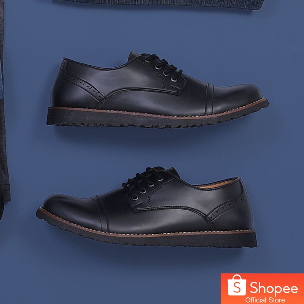 PEDRO BLACK - Sepatu Pantofel Pria Kulit Formal Kantor Kasual Kerja Kuliah Footwear Ori - Pantopel