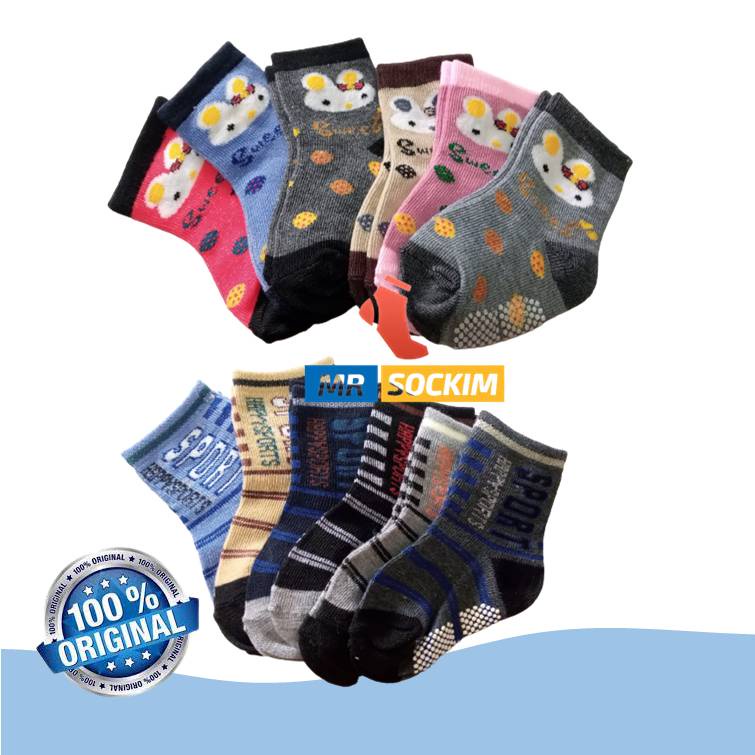 6 Pasang Kaos kaki Bayi karakter Lucu Anti slipi Lurus (Katun spandex,usia 0-6bulan,1 tahun)