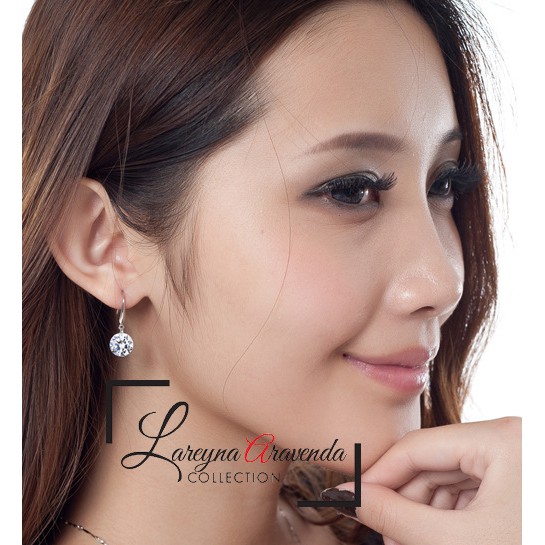 Anting Wanita Titanium Model Kristal Crystal Anti Karat Non Alergi AT028