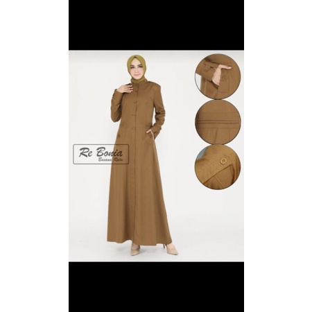 baju dinas gamis khaki tua pns pemda / baju pemda gamis / gamis dinas pemda / gamis asn terbaru