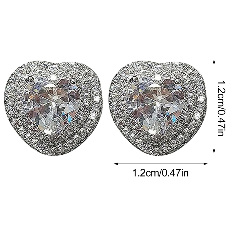 Anting Stud Kristal Bentuk Hati Bahan Cubic Zirconia Untuk Wanita