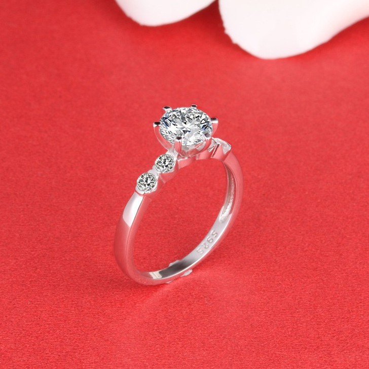 Cincin Perak Wanita Pria Couple Asli S 925 Lapis Rhodium Cocok Kawin Nikah tunangan hadiah RS055