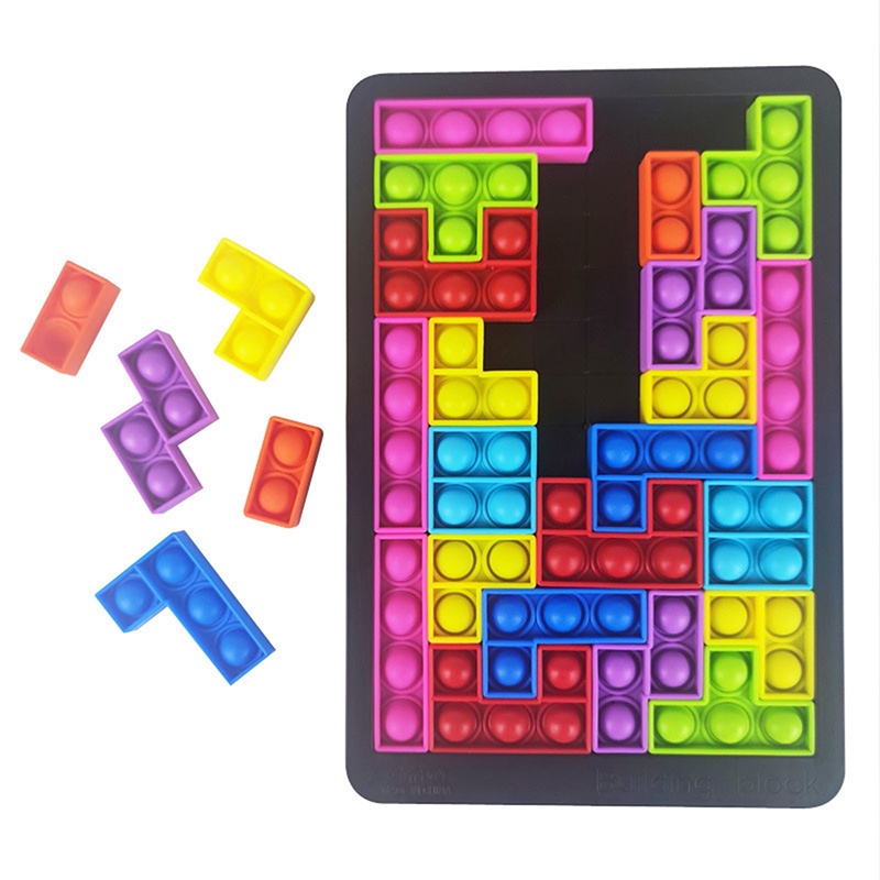 26pcs Mainan Puzzle Jigsaw Tetris Pop It Push Bubble Pereda Stres Untuk Anak / Dewasa