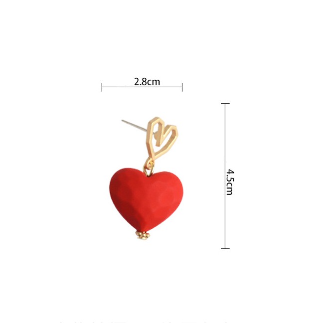LRC Anting Tusuk Fashion Red S925 Silver Needle Love Earrings D55209