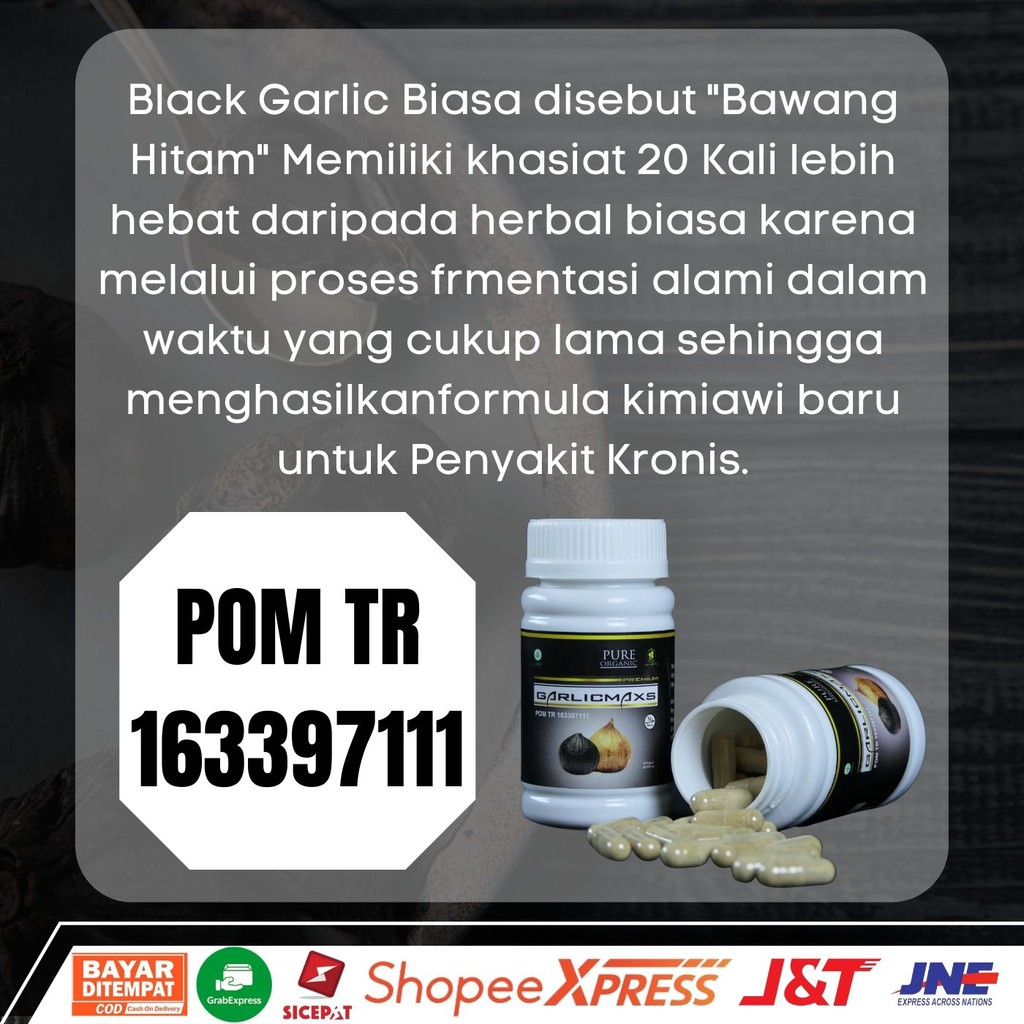 Garlicmaxs - Black Garlic 60 kpsl Menurunkan darah tinggirdan Kolestrol Jantung dan penyakit kronis lainnya 60 Kapsul