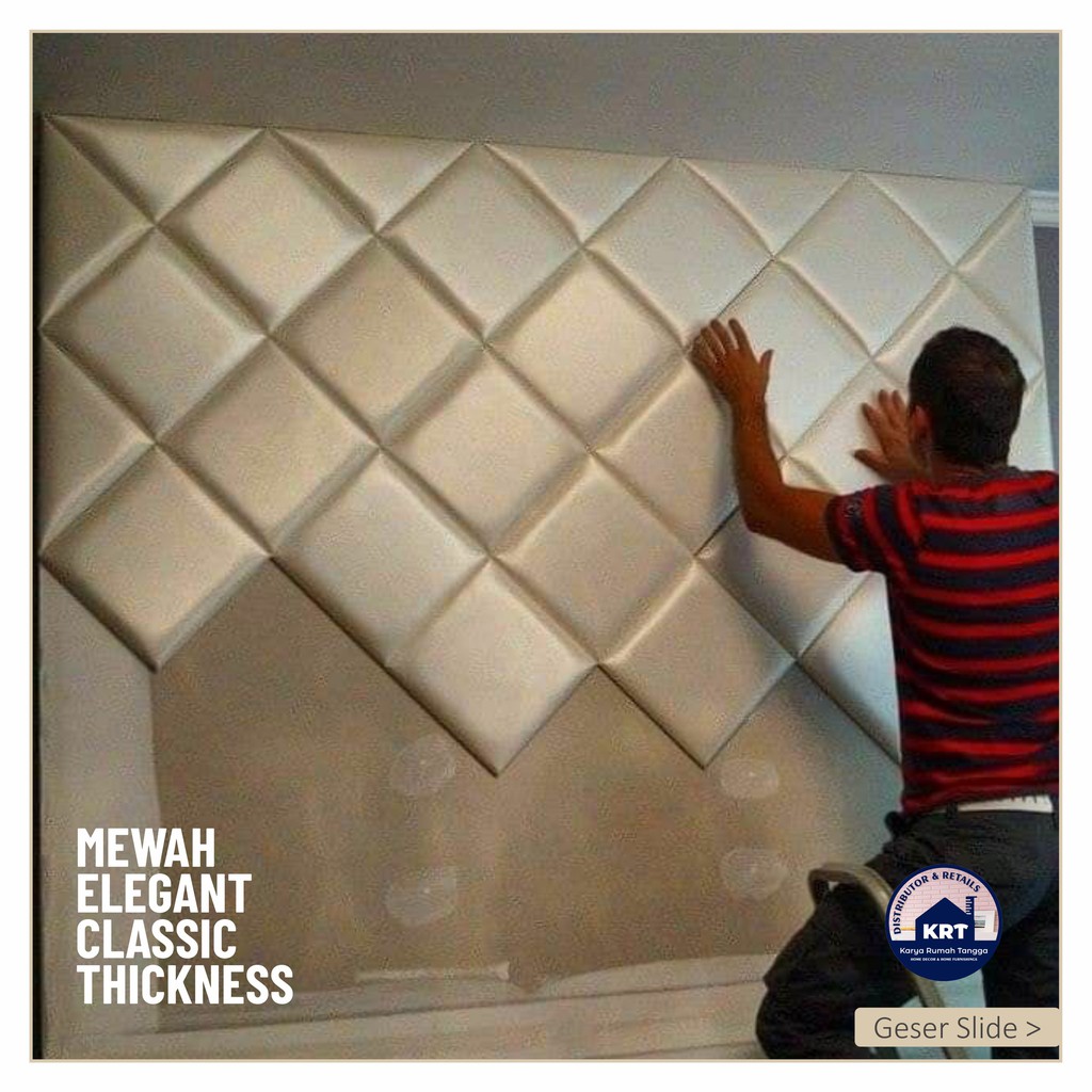 Headboard 3d Wallpanel Foam Leather Soft Pack Wall Sticker Dinding Plafon Pembatas Tempat Tidur Shopee Indonesia