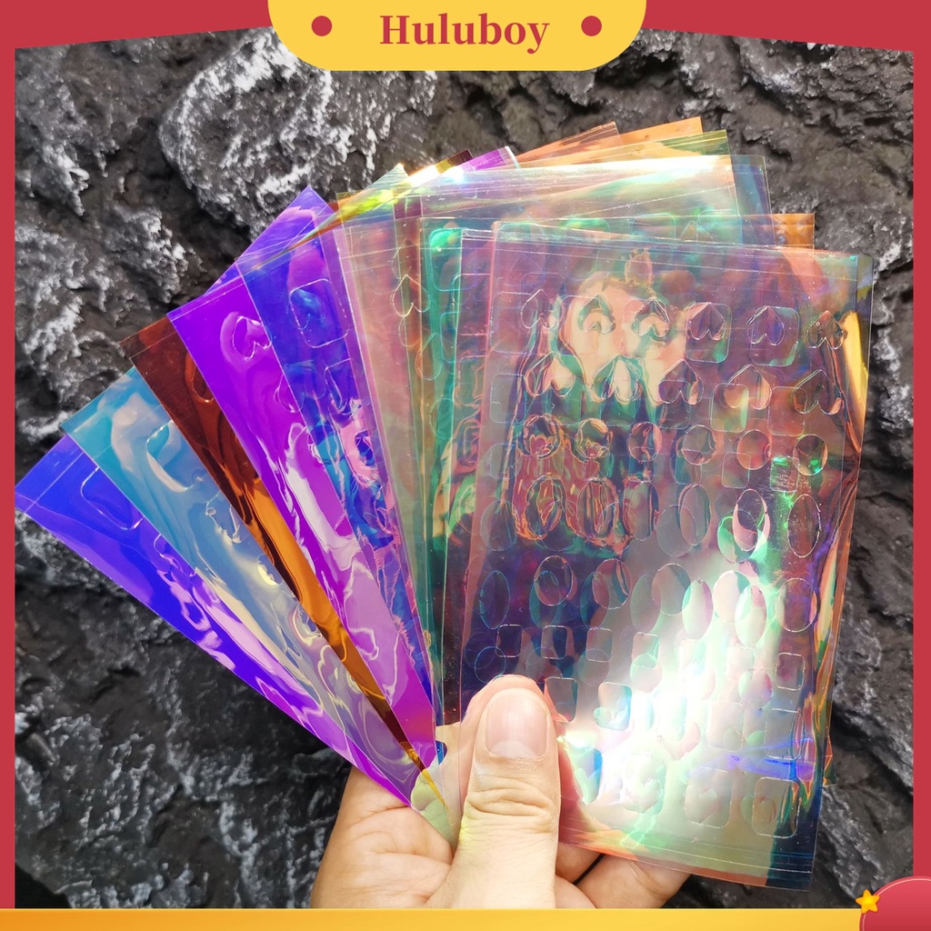 Huluboy Huluboy♡ 11pcs / Set Stiker Kuku Efek Aurora Foil Warna-Warni Untuk Dekorasi Manicure