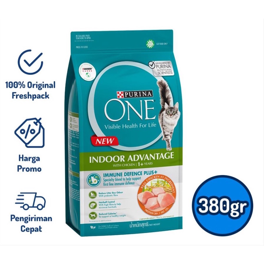 Purina One Adult Indoor Chicken Cat Food Makanan Kucing Dewasa 380gr