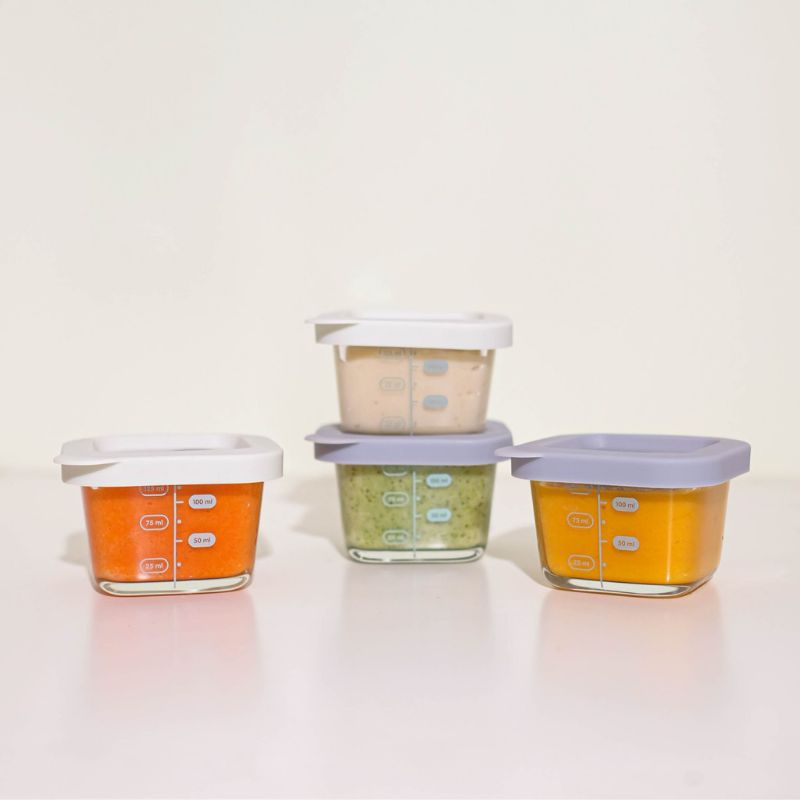 Little Dimple - Baby Food Container With Silicone Lid Set 4pcs wadah kaca