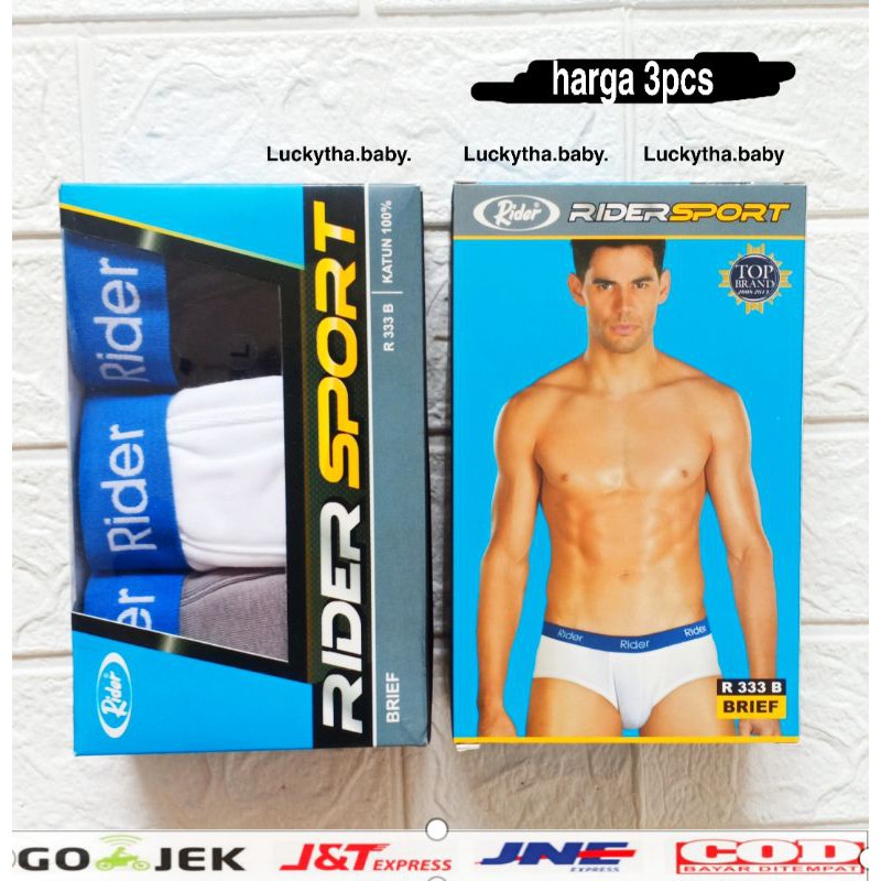 3PC_CD Rider sport R 333B  celana dalam pria rider s.m.l.xl / celana dalam rider sport biru