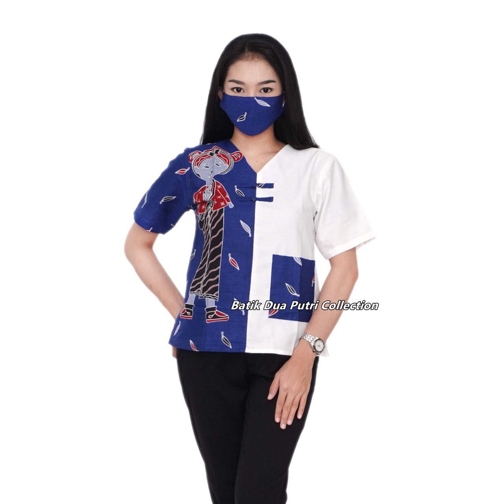 Blouse Batik Wanita Atasan Batik Bahan Katun Prima Ada Saku