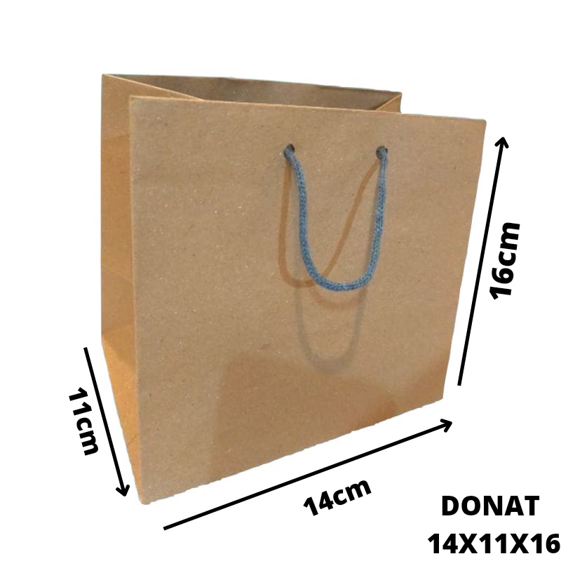 Paper Bag Tas Kertas Craft Uk 14x11x16 Donat [LUSINAN] GOODIE BAG paper bag polos coklat / paperbag murah / Tas Kertas kecil min