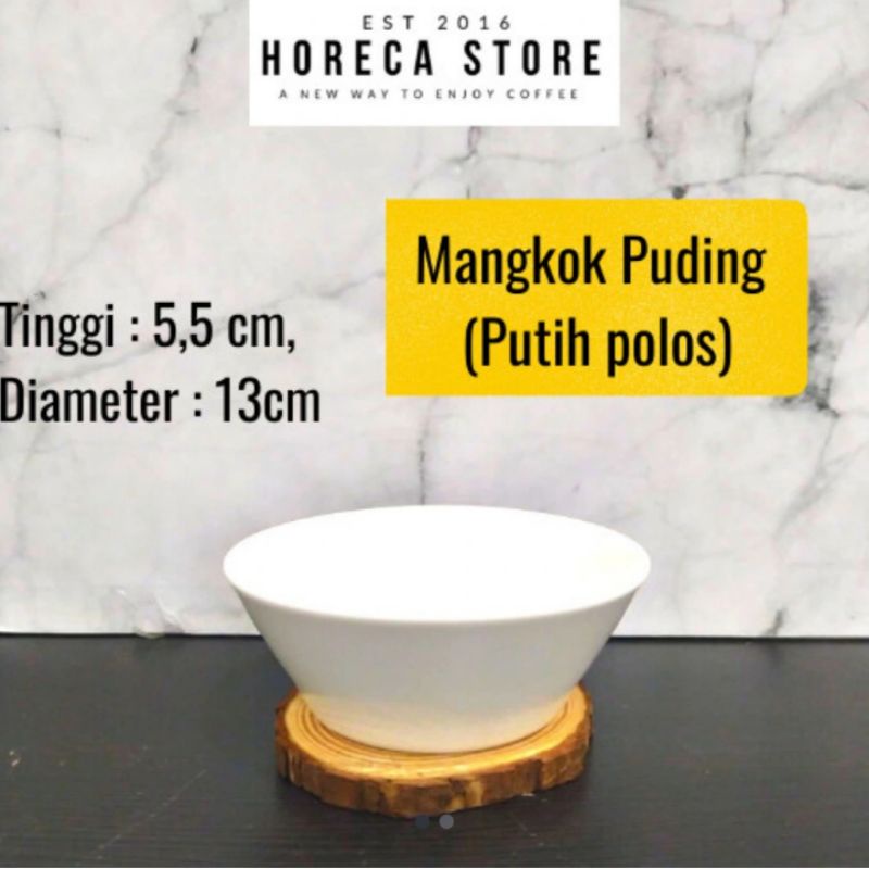 mangkok puding keramik putih 13 cm - polos mangkok kue - cake pudding bowl
