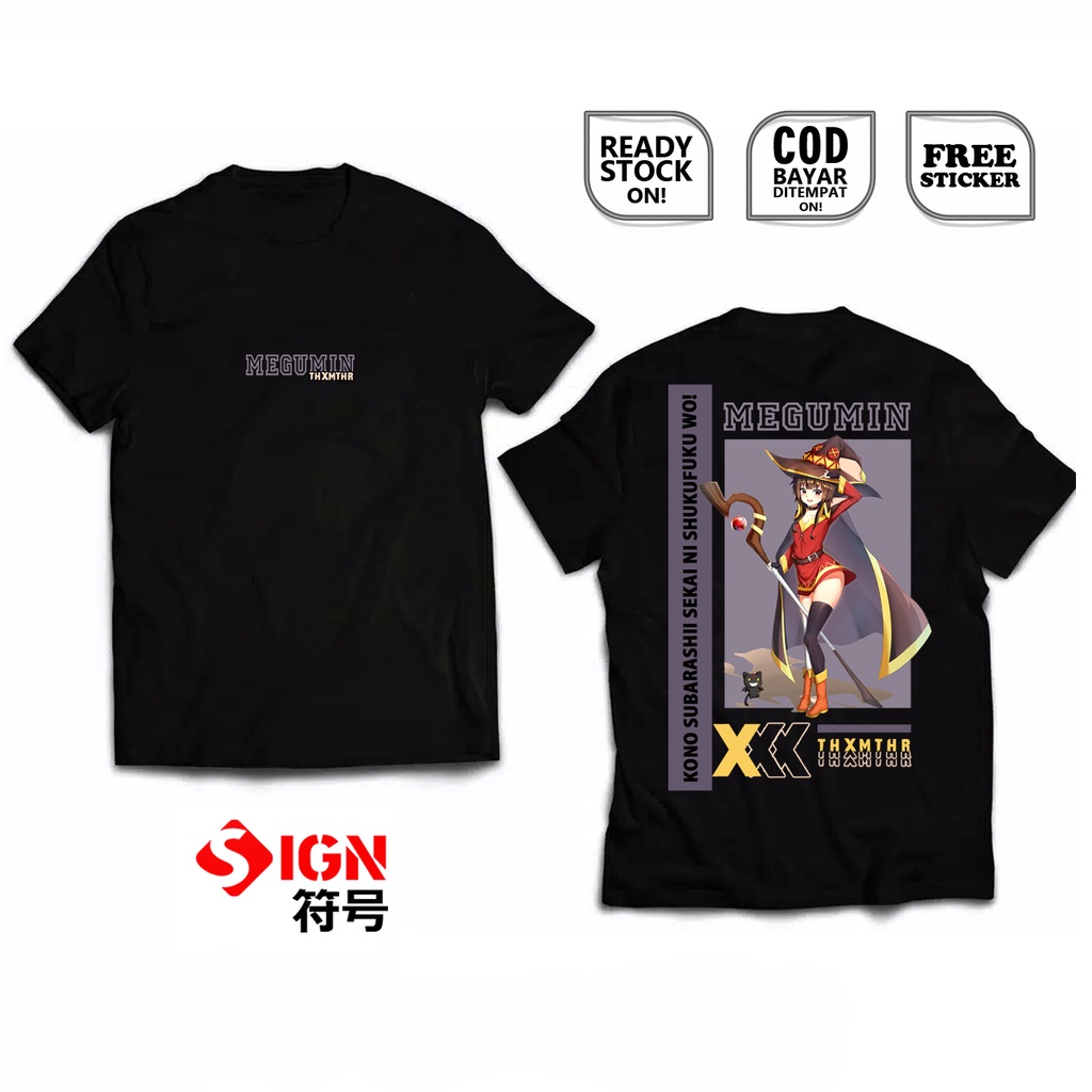 KAOS MEGUMIN KONOSUBA KONO SUBARASHII SEKAI NI SHUKUFUKU WO CRIMSON DEMON CLAN SATOU KAZUMA AQUA ERIS DARKNESS ANIME MANGA WAIFU WIBU OTAKU JAPAN CULTURE BAJU JEPANG - SIGN CLOTH