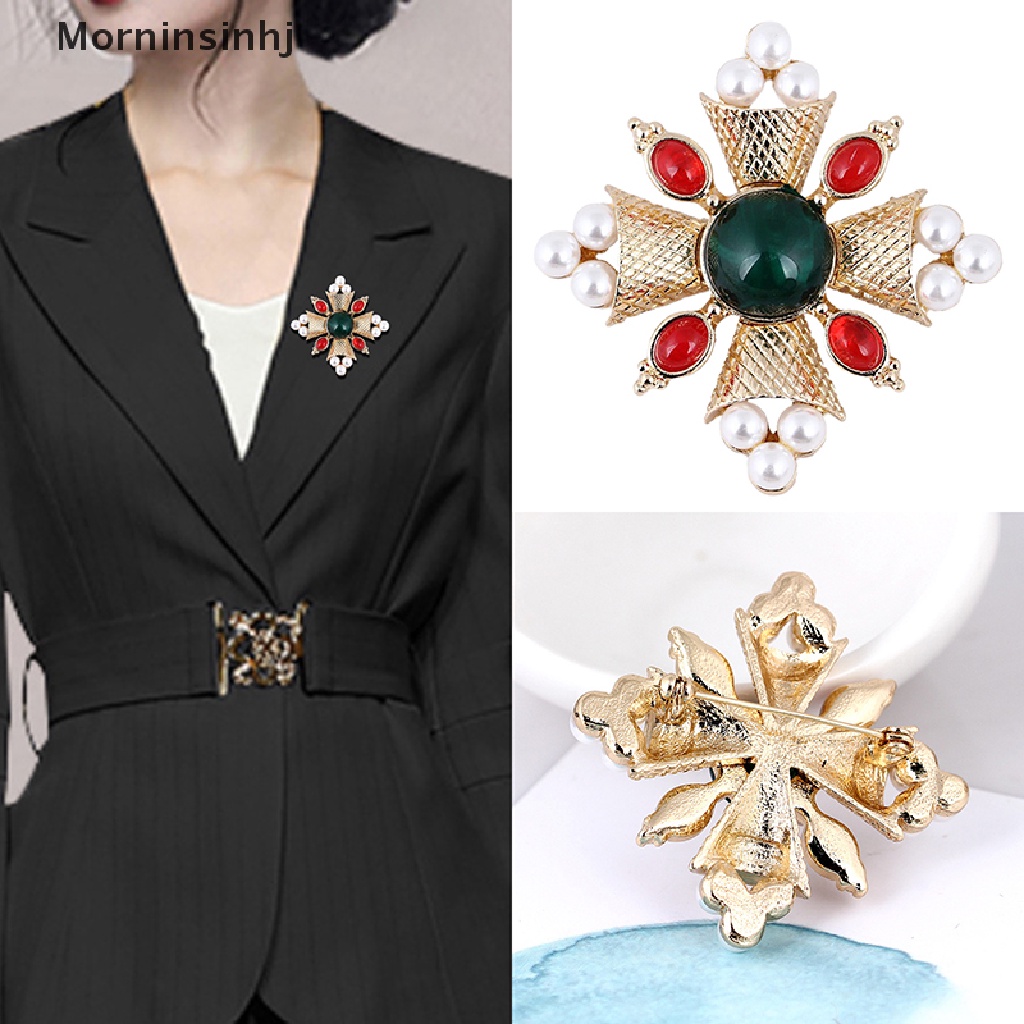 Mornin Fashion Mutiara Cross Bros Pin Untuk Wanita Aksesoris Mantel Vintage Perhiasan Hadiah id