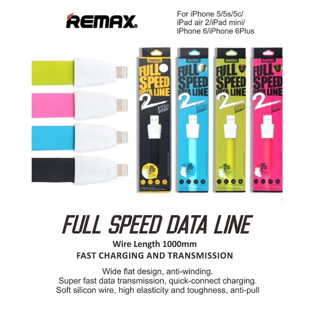 KABEL REMAX IPHONE 6 / 7 FULL SPEED GENERASI 2