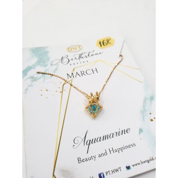 Rante emas asli HWT BIRTHSTONE MARCH kadar 16k