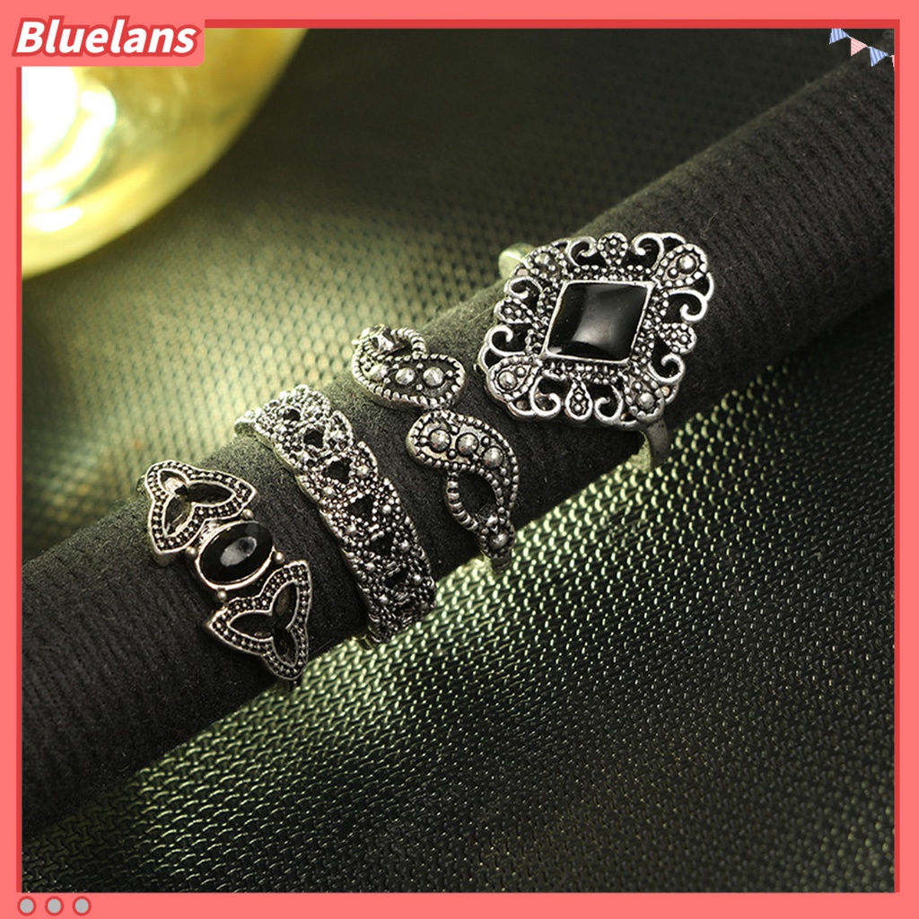 Bluelans 15 Pcs Cincin Berlian Imitasi Model Terbuka Tidak Pudar Gaya Bohemian Untuk Wanita