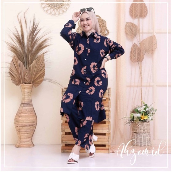 ONE SET TUNIK RAYON JUMBO LD 118 / SETELAN WANITA TIE DYE PREMIUM / PIYAMA SET RAYON MOTIF