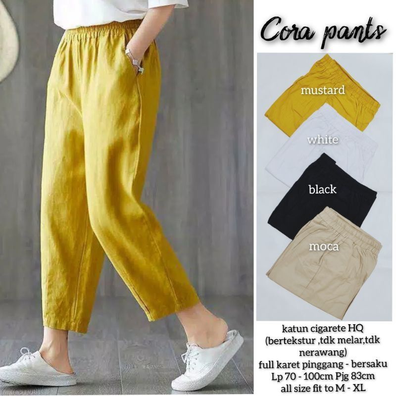 Cora pants cigarete//Celana Wanita Katun Linen Original