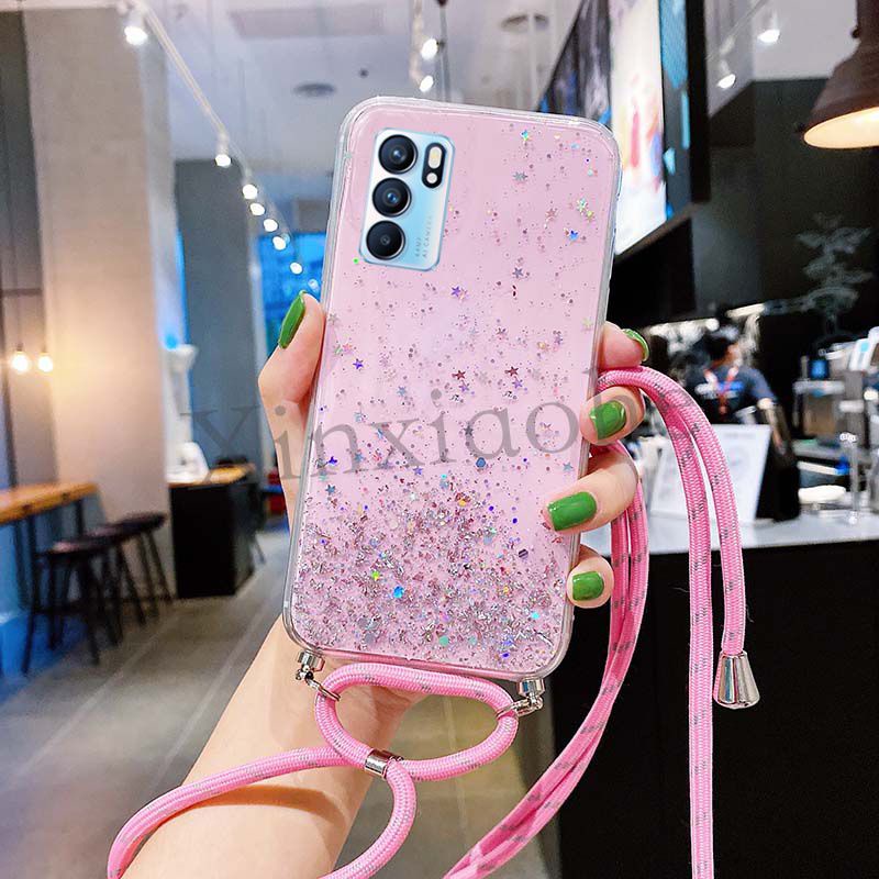 Case Tali Nagita Oppo Reno 7 4G/ Reno 6 4G/Reno 6 5G/Reno 7Z 5G/A96 5G Lanyard Glitter Gantungan