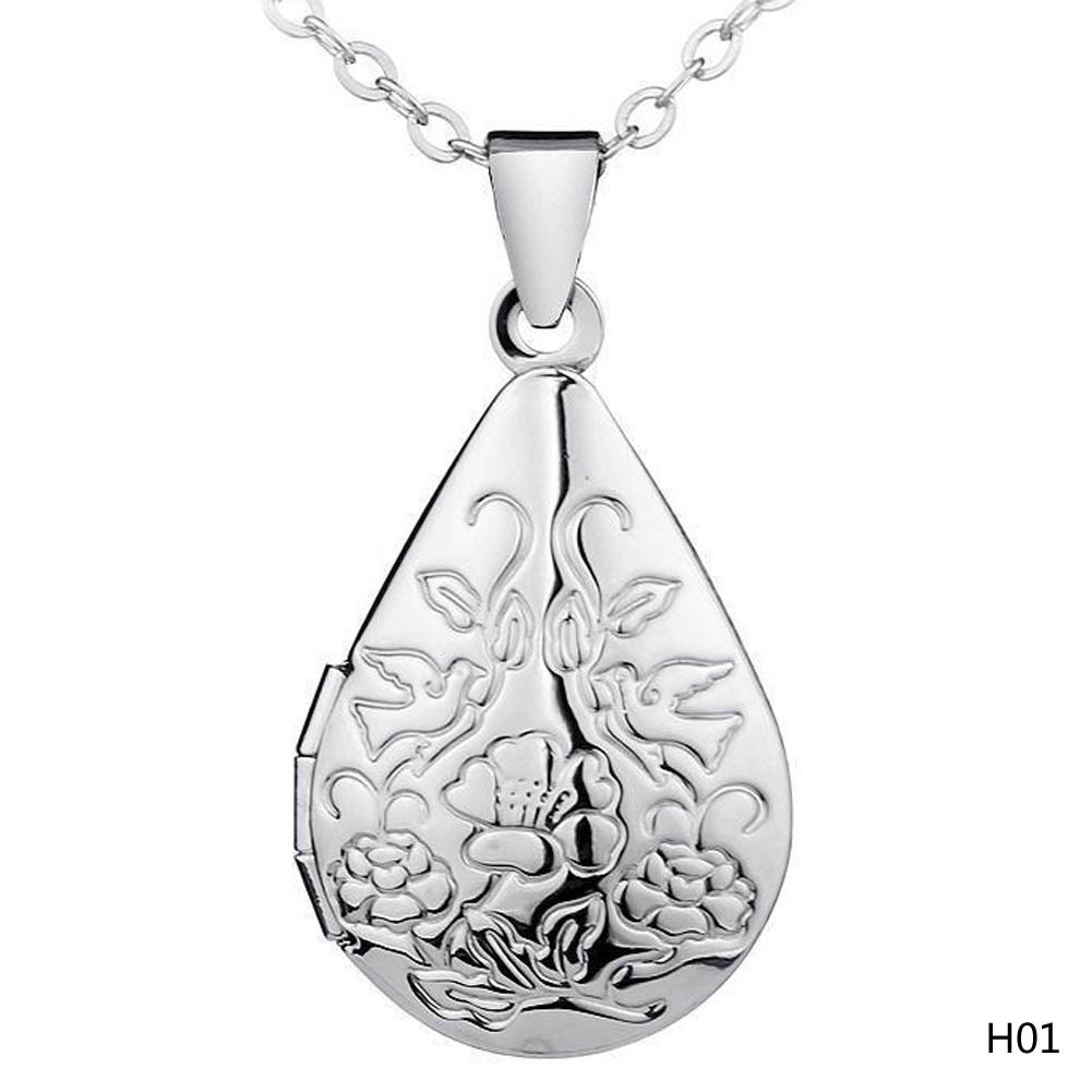 925 Sterling Silver Locket Box Photo Frame Necklace