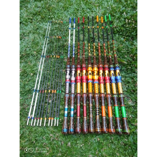 paket 5 joran pancing udang/ikan 120 cm gagang nibung