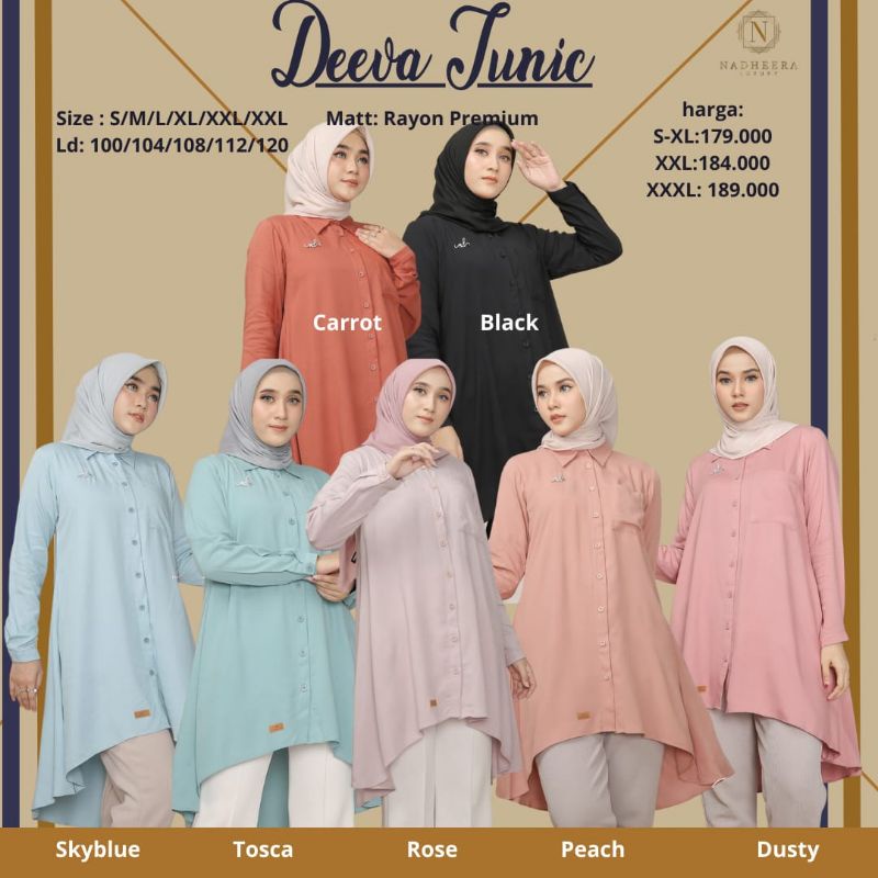 DEEVA TUNIK//NADHERA LUXURY//TUNIK DEWASA//TERBARU//TERLARIS//COD