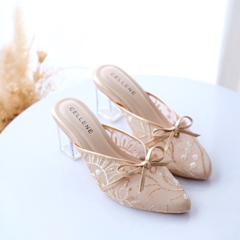 Cellene • Canbera Heels 37-42 | Wedding Shoes Brukat Heels Kaca 7cm