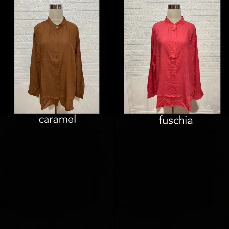 MAUDY SHIRT KEMEJA RAYON POLOS BASIC KANCING DEPAN OVERSIZED KERJA BUSUI MURAH GROSIR MODELLANO