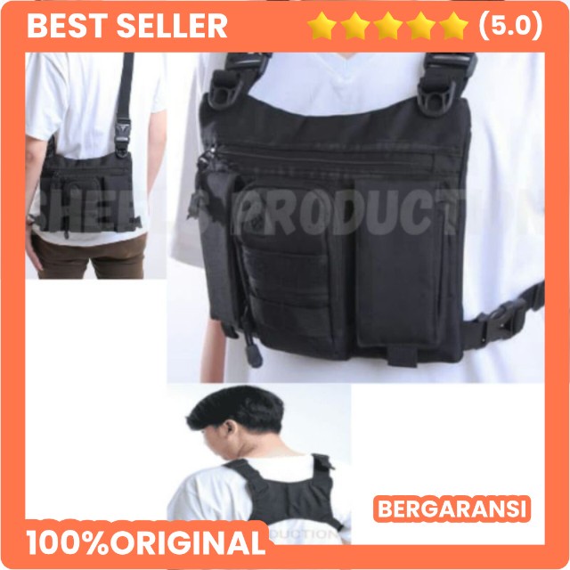 Tas Dada Pria Wanita CHEST VEST BAG PREMIUM Tactical Tas Dada Polri Tas Dada Army Tas Dada TNI HITAM