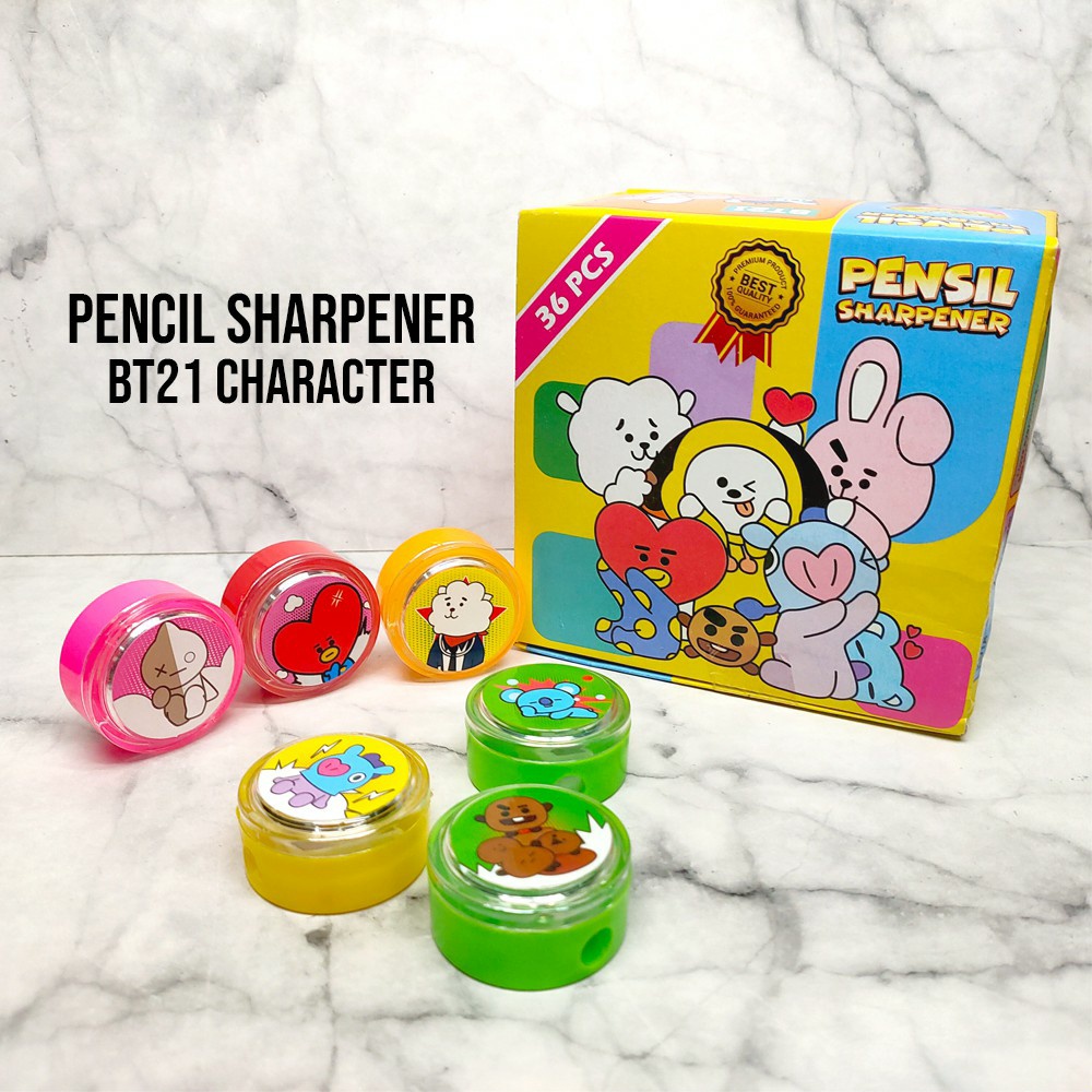 TERMURAH SERUTAN PENSIL KARAKTER BT21 / SHARPENER PENSIL BT21 RAUTAN PENSIL BT21 BULAT